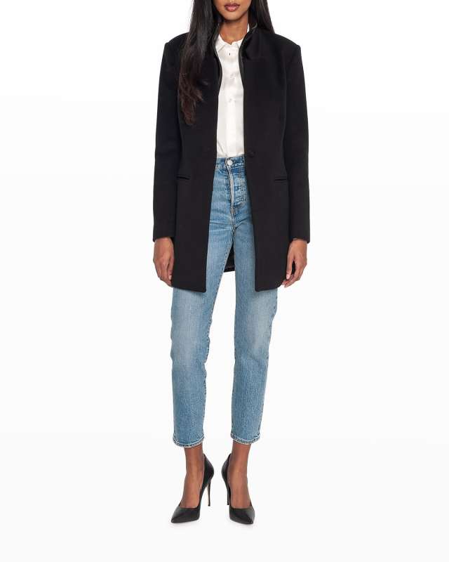 Violetta Wool Coat with Leather Dicki